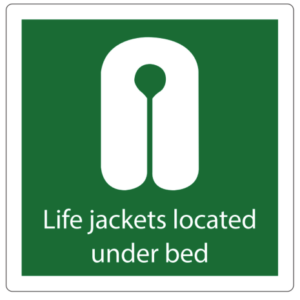 life jackets located under bed